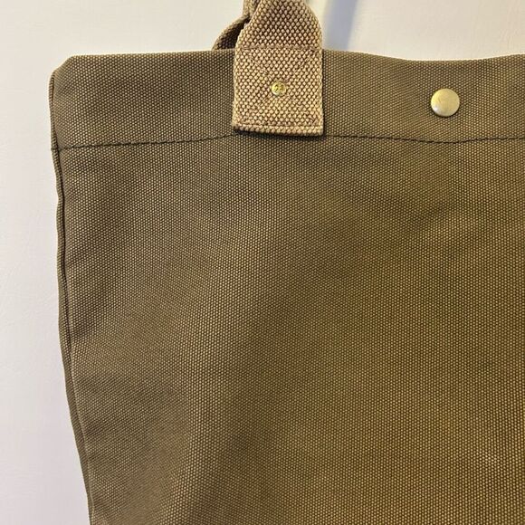 J. Crew Olive Green Canvas Tote canvas Bag boho gothic grunge army hippie camp - Picture 2 of 8